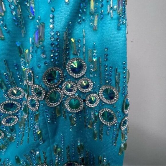 Tony Bowls Le Gala Light Blue Embellished Mermaid Gown Size 2 - Picture 10 of 15